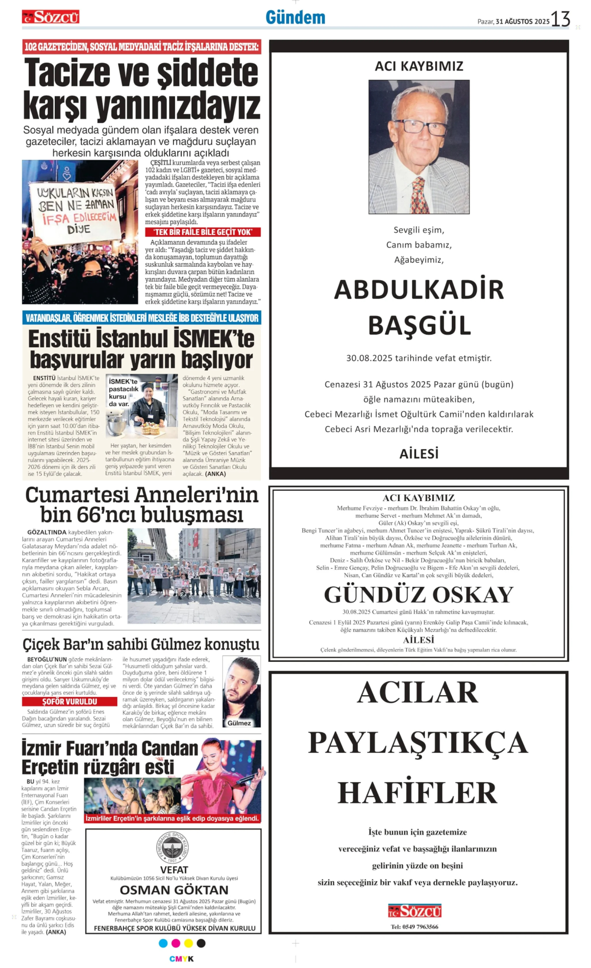 31 Ağustos 2025 Vefat İlanları