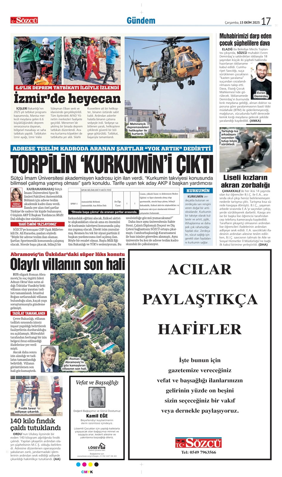 15 Ekim 2025 Vefat İlanları