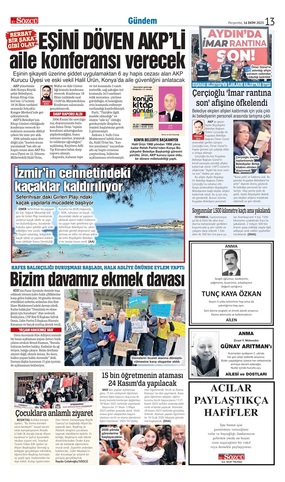 16 Ekim 2025 Vefat İlanları