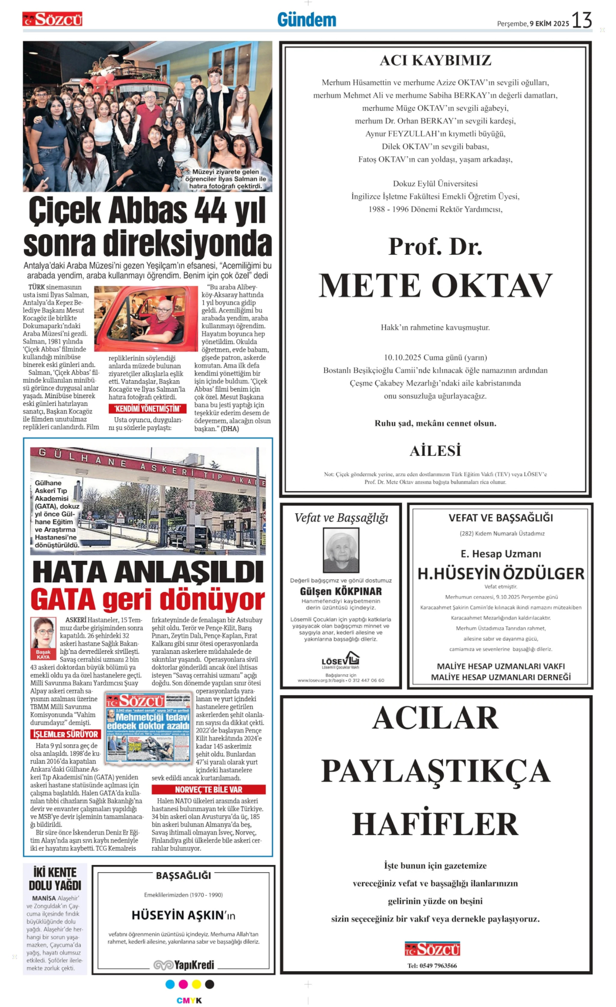 09 Ekim 2025 Vefat İlanları