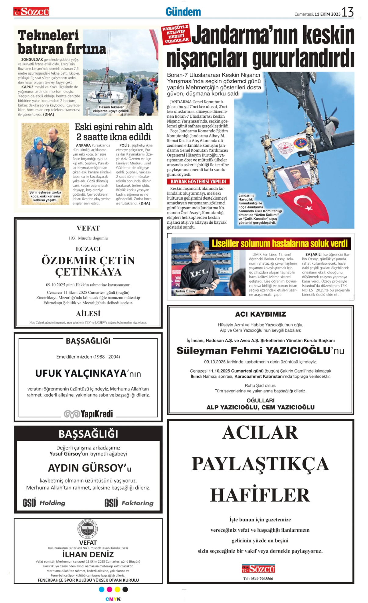 11 Ekim 2025 Vefat İlanları