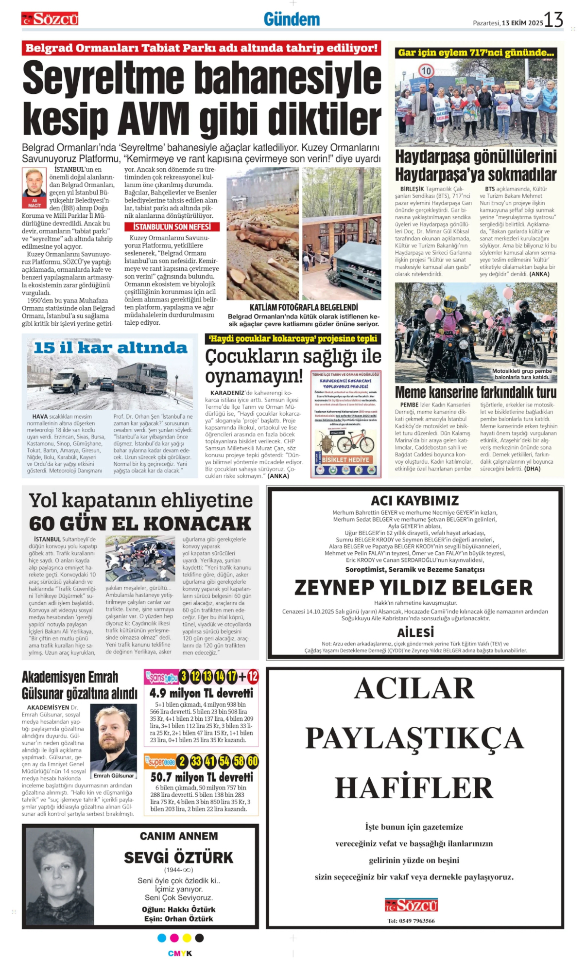13 Ekim 2025 Vefat İlanları