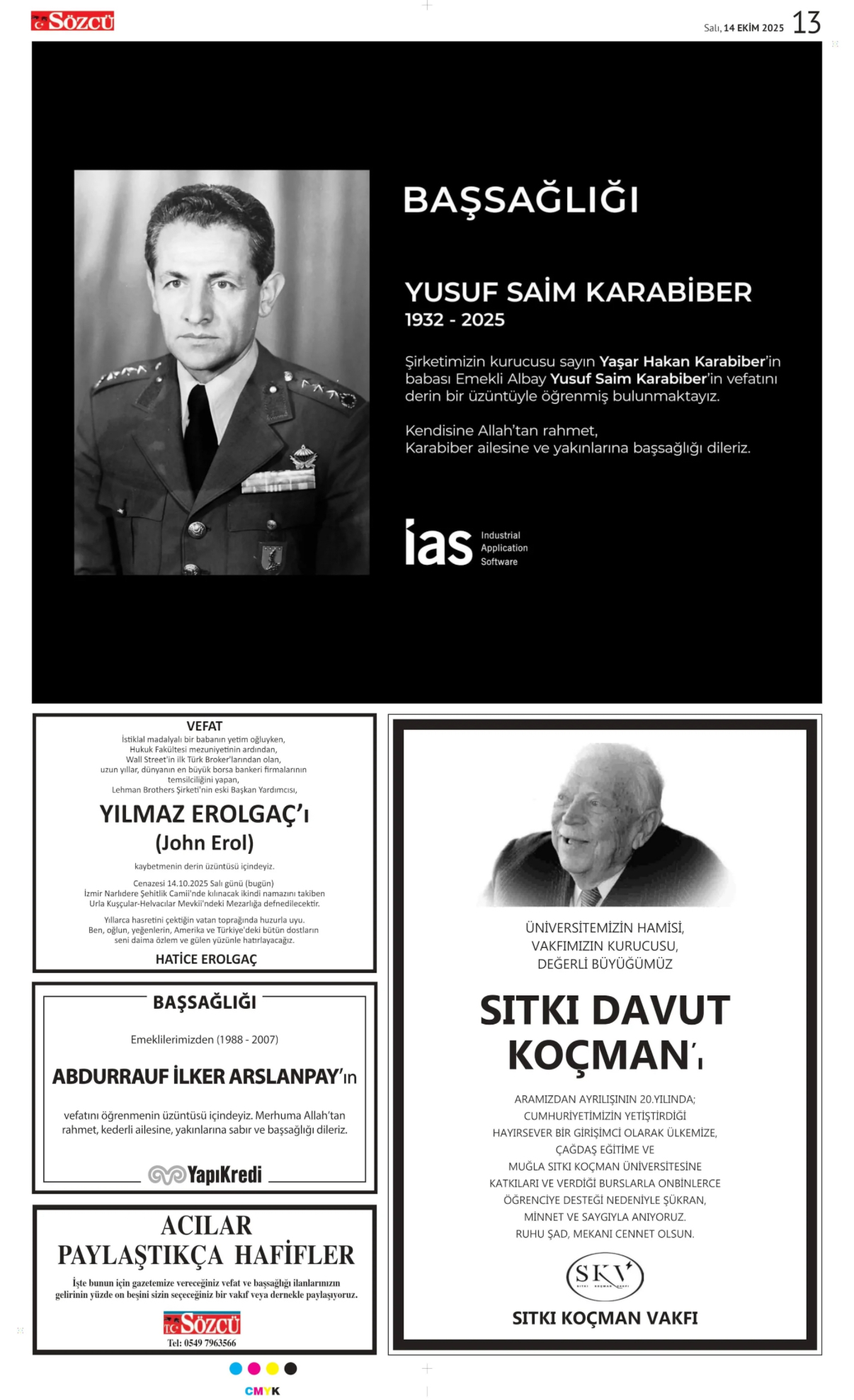 14 Ekim 2025 Vefat İlanları