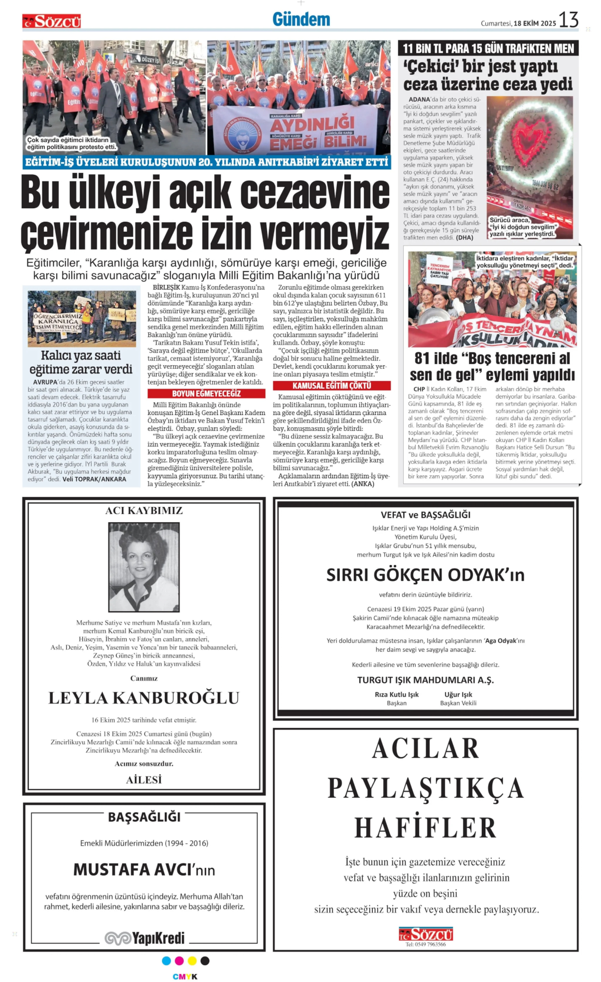 18 Ekim 2025 Vefat İlanları