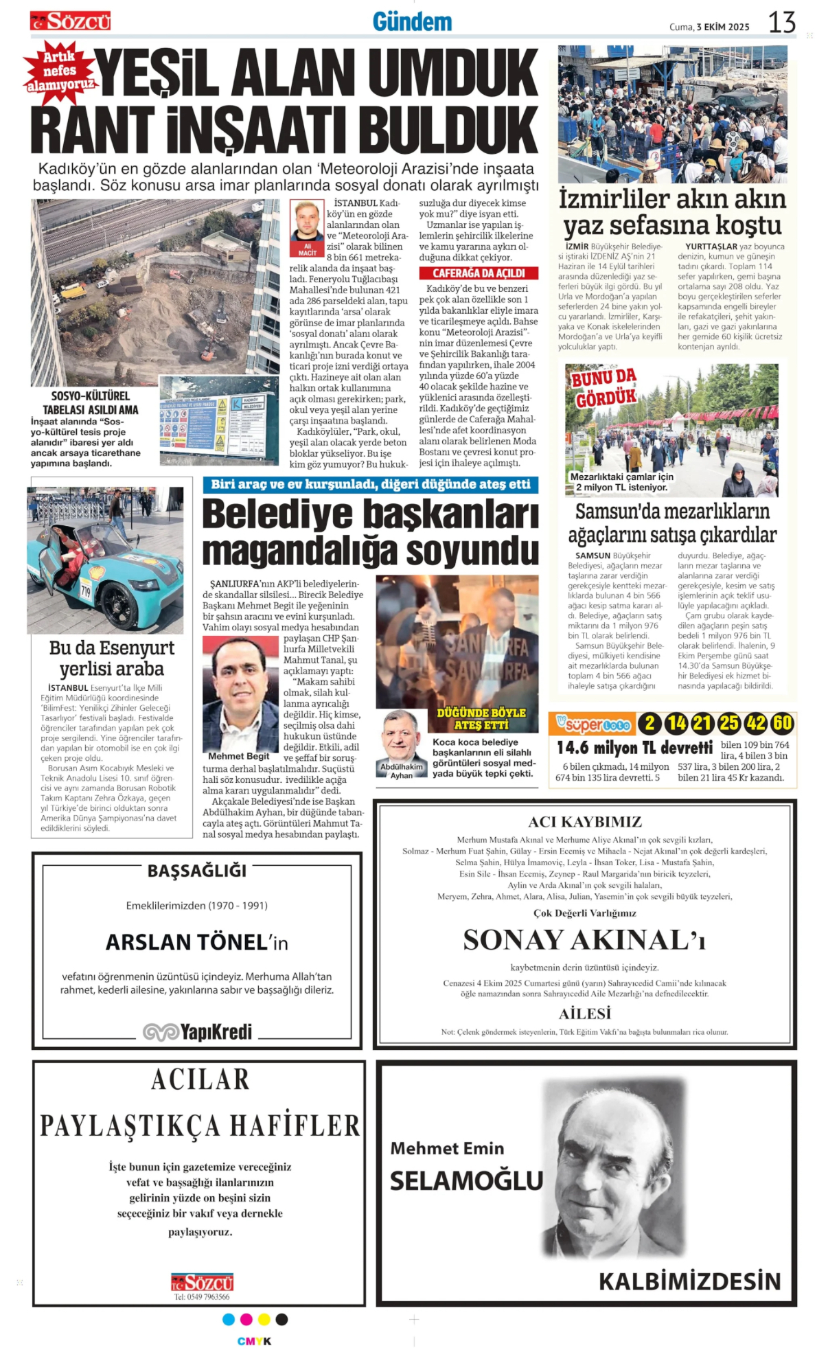 03 Ekim 2025 Vefat İlanları