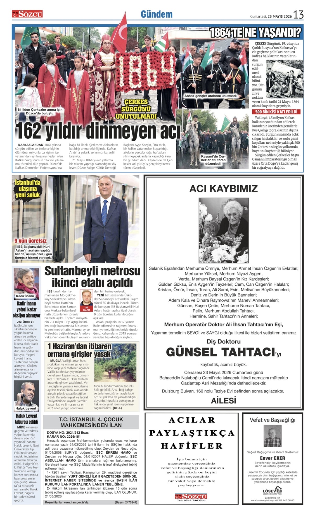 23 Mayıs 2026 Vefat İlanları