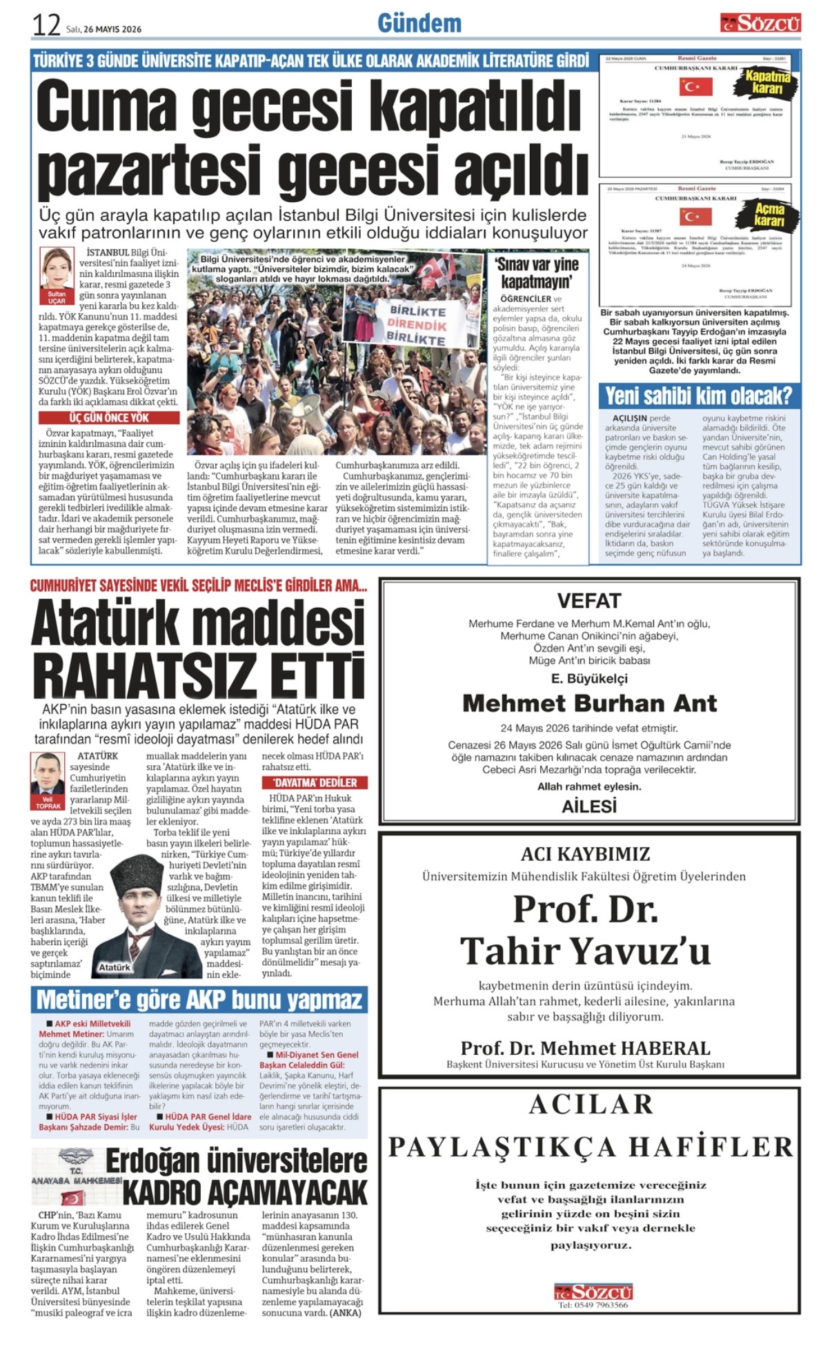 26 Mayıs 2026 Vefat İlanları
