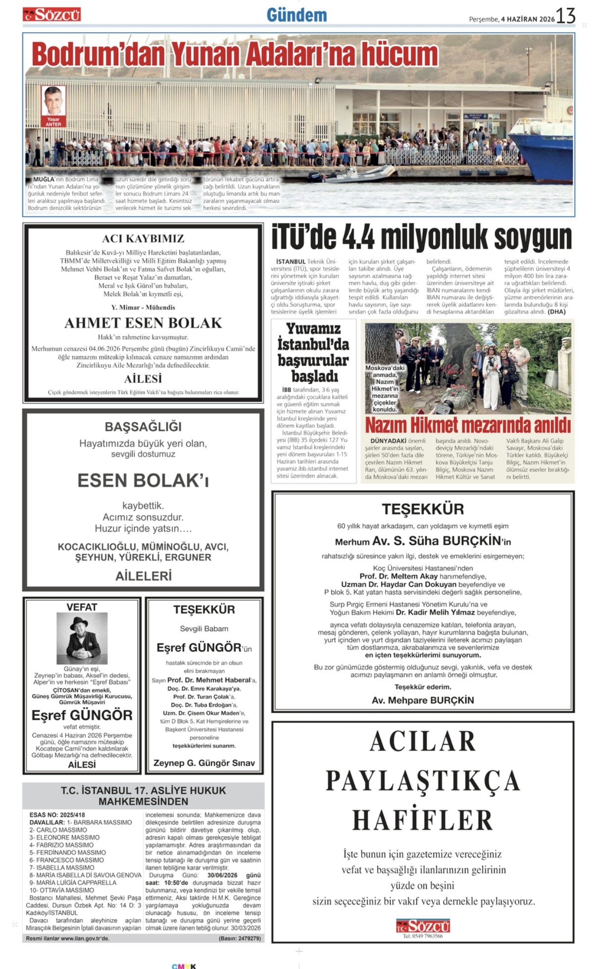 04 Haziran 2026 Vefat İlanları