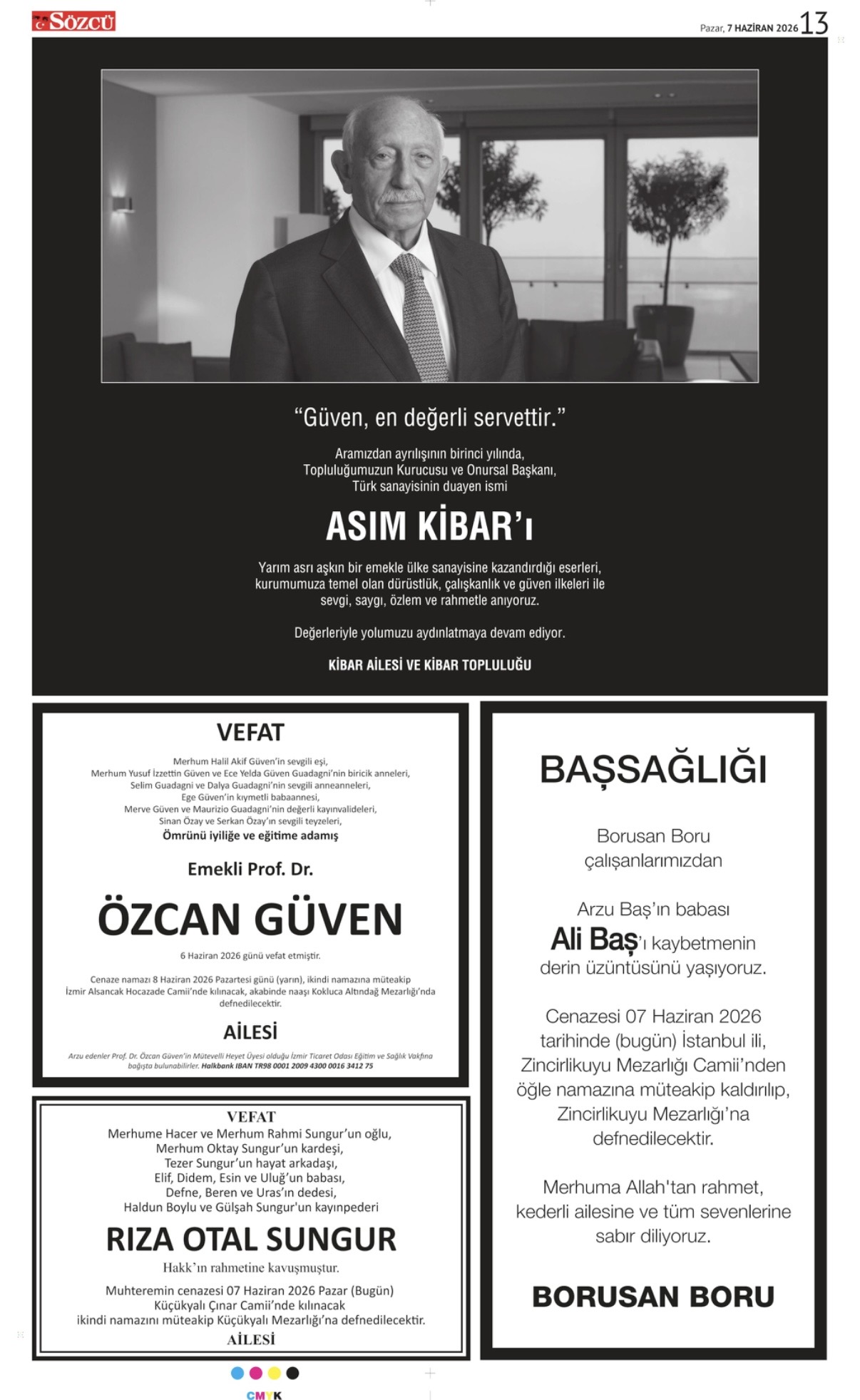 07 Haziran 2026 Vefat İlanları