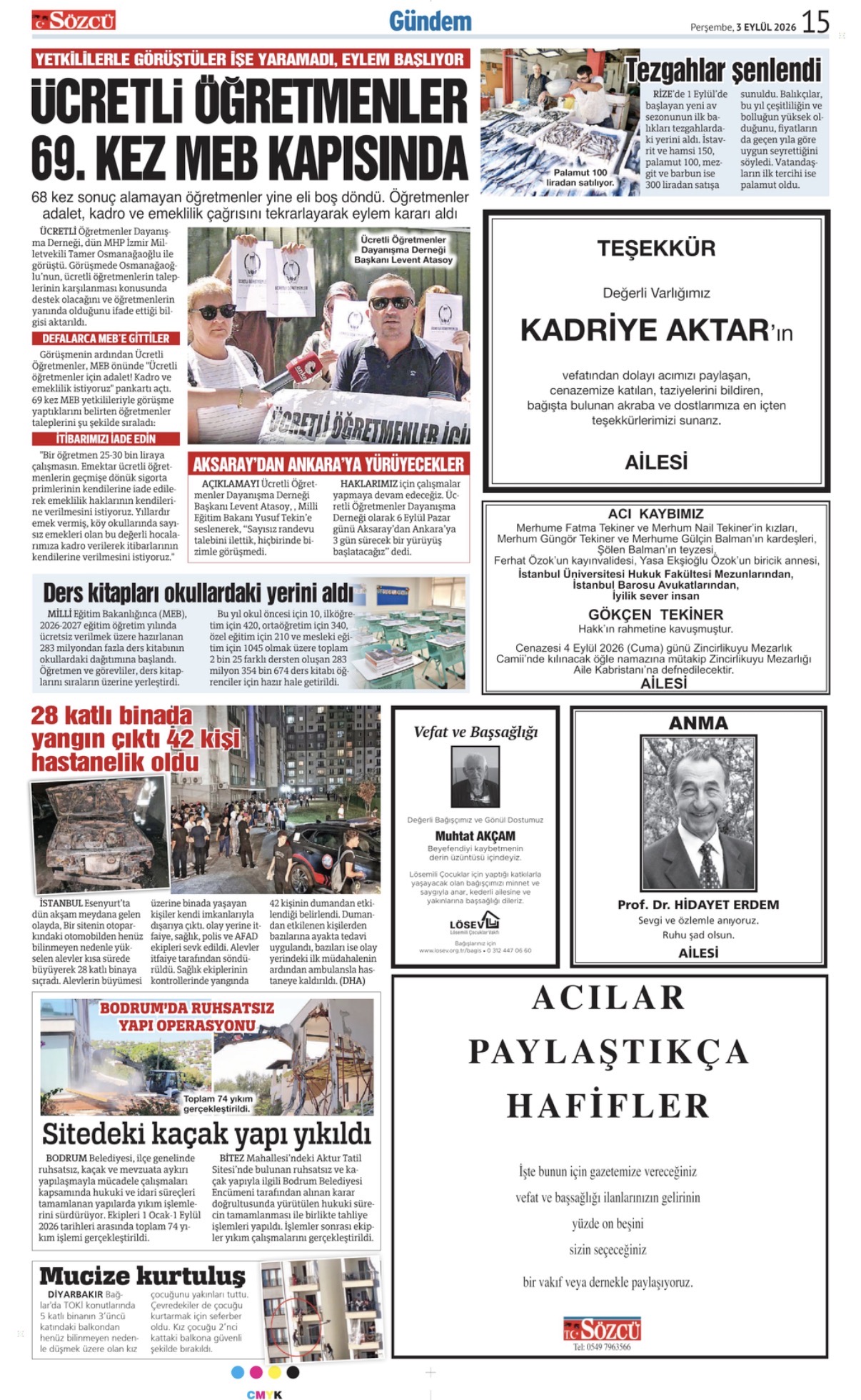 03 Eylül 2026 Vefat İlanları