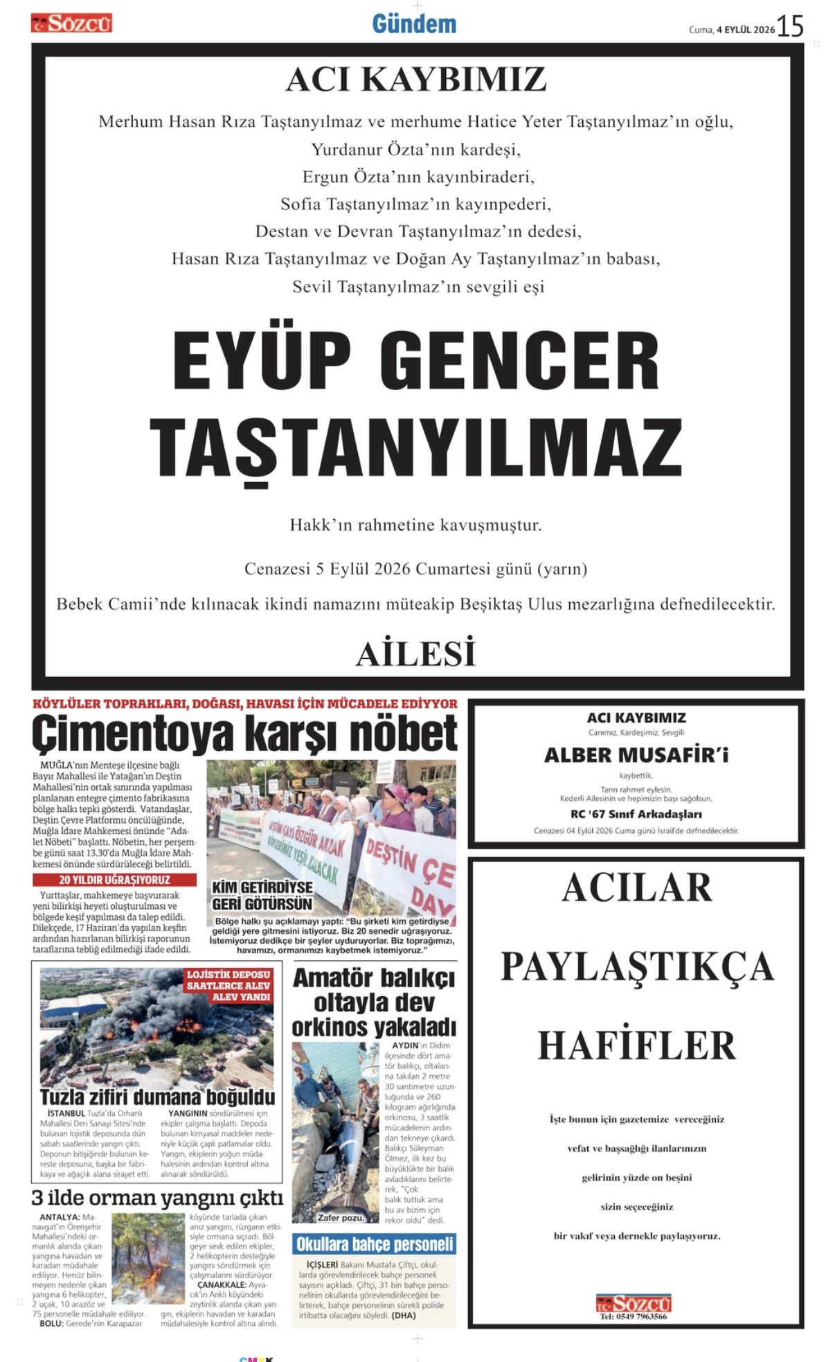 04 Eylül 2026 Vefat İlanları