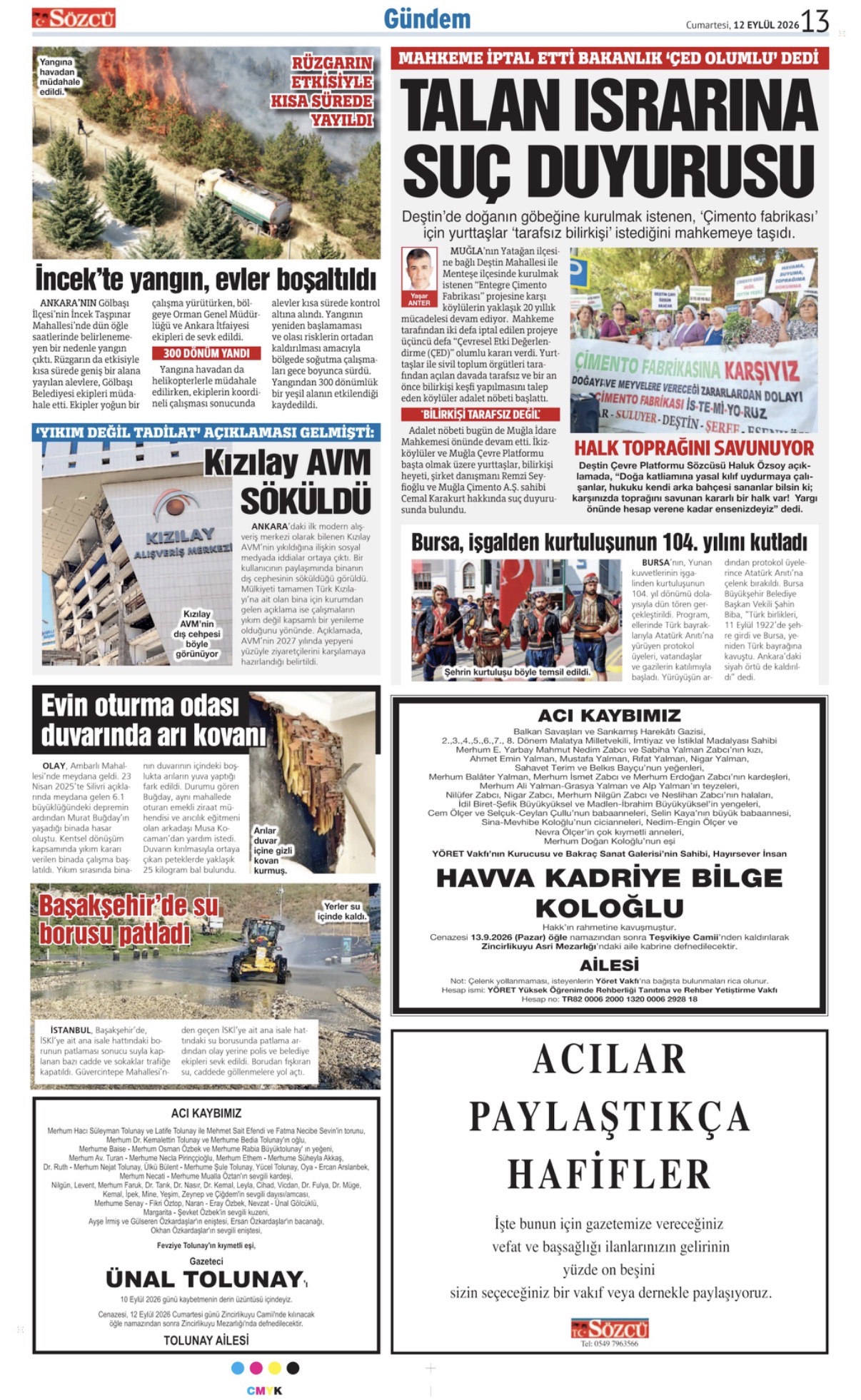 12 Eylül 2026 Vefat İlanları