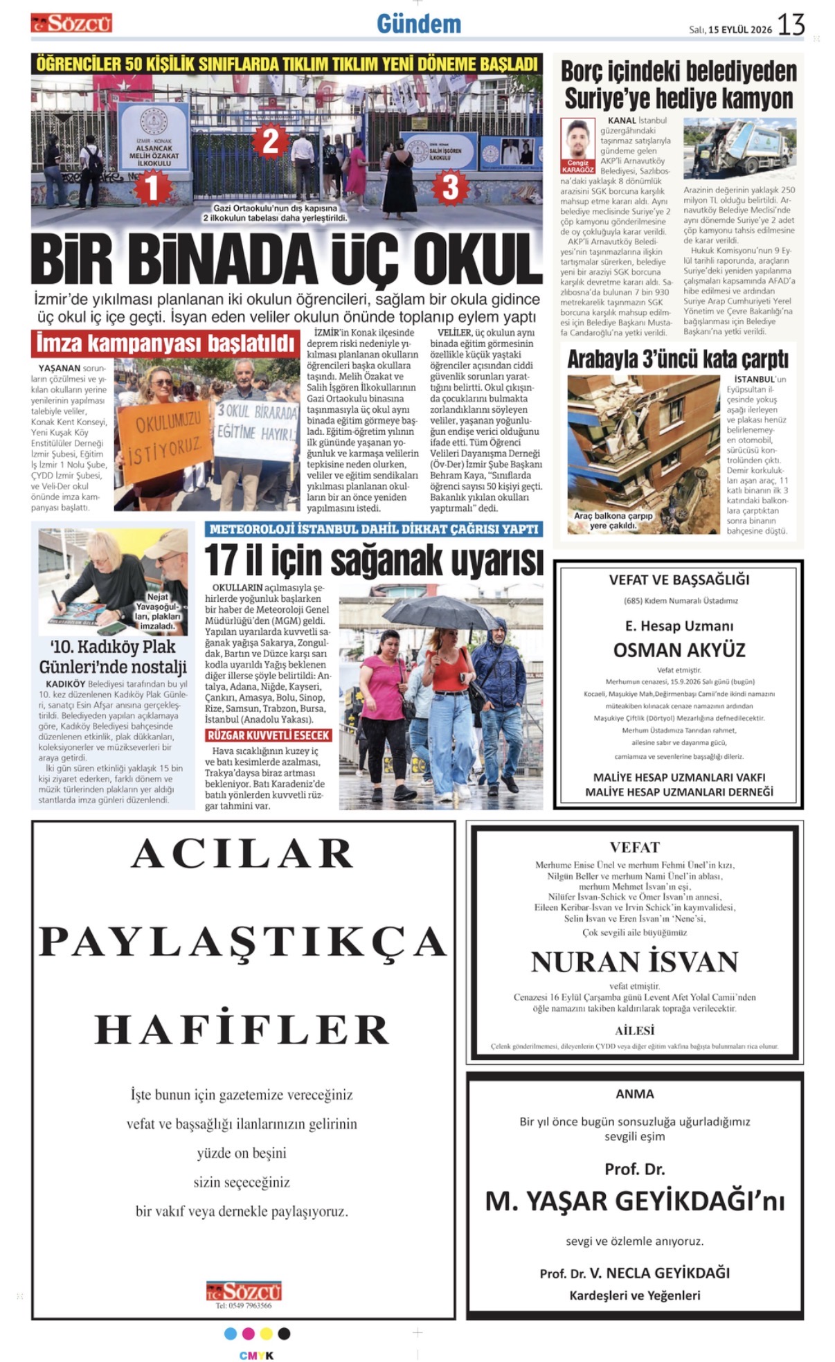 15 Eylül 2026 Vefat İlanları